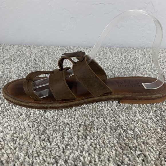 Free People X faryl robin Sandals Womens Size 10 Brown Leather Strappy Toe Loop - Picture 5 of 11